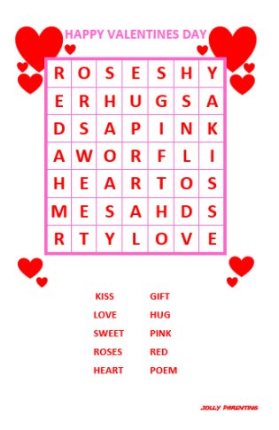 Valentines Word Search Easy